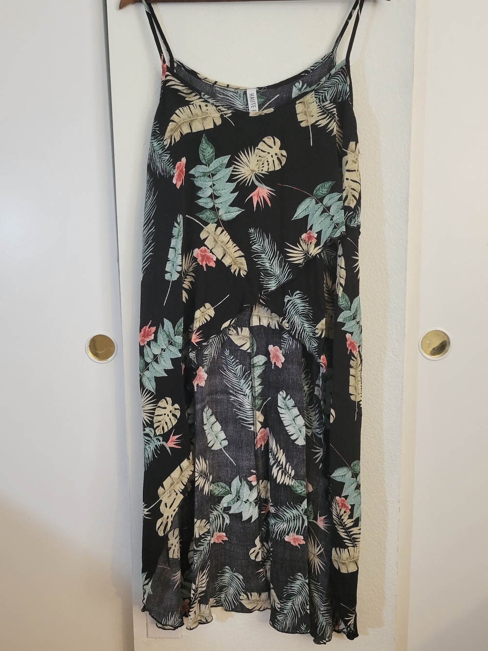 Haute Fox Floral Black Tunic Top  with Tropical Print